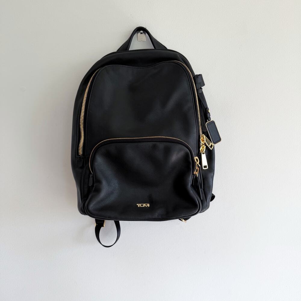 Tumi Voyageur Hannah Leather Zip-Around Backpack Black